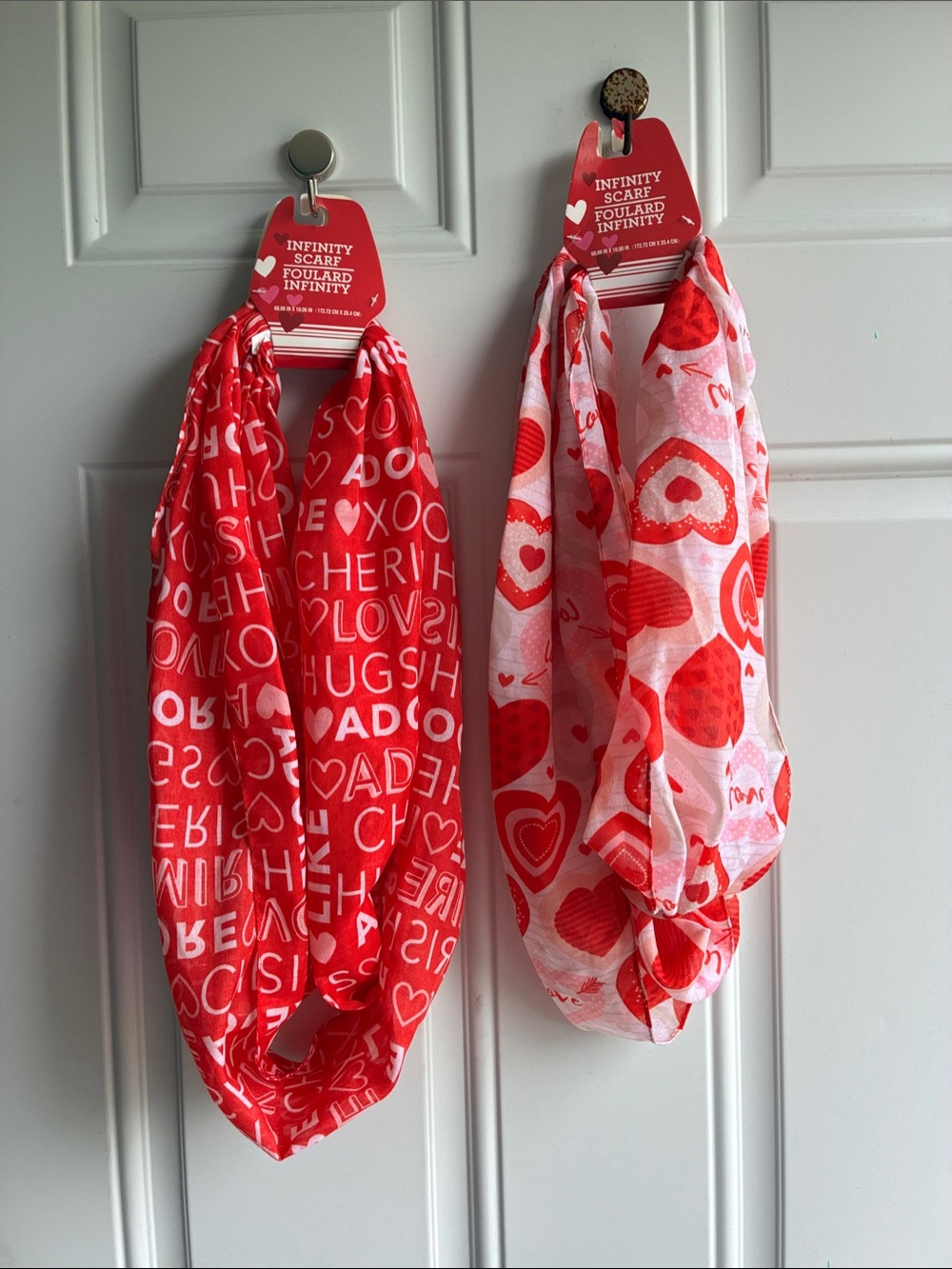 2 Infinity Scarves - Red Heart Print